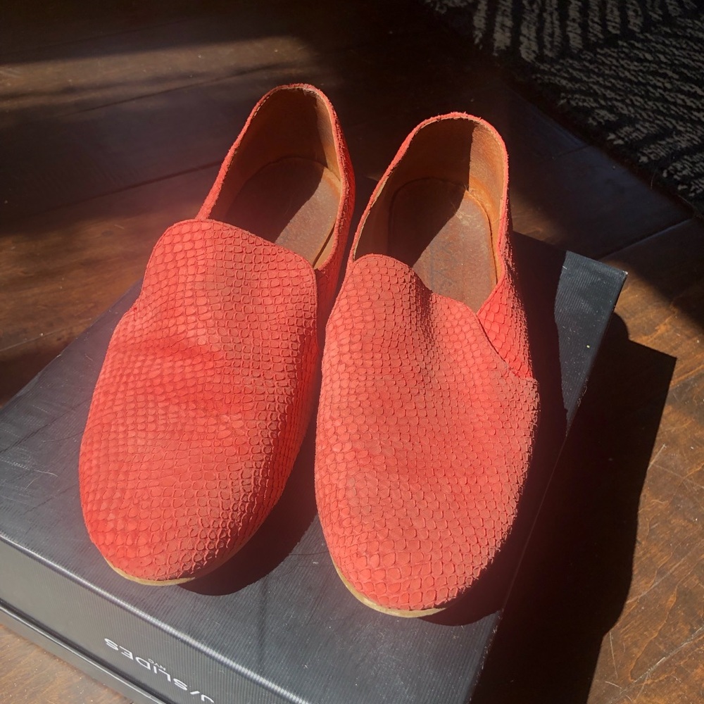Coral Fish Scale flats/loafers - by Sixty Seven for Anthropologie
